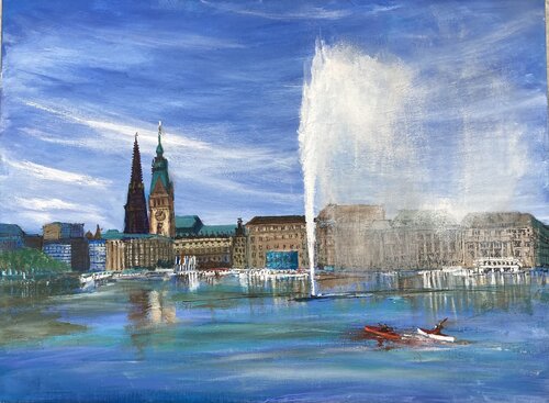 Hamburg am Binnenalster van Adina Utes, Schilderij te koop op Singulart