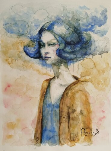 She Carries the Sky de Pawel Rzaniak, Obra en papel a la venta en Singulart