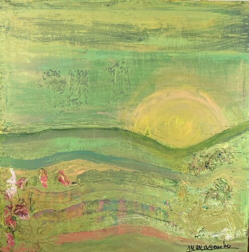 Atardecer en el prado verde by MARIA SANCHO ANDREU, Painting for Sale on Singulart