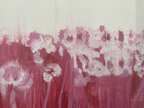 Rosas blancas sobre rojo de MARIA SANCHO ANDREU, Pintura a la venta en Singulart