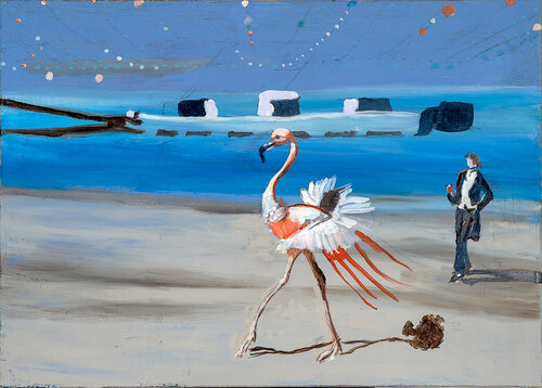 The Flamingo’s Evening Walk van Filomena Carmo Pinto, Schilderij te koop op Singulart