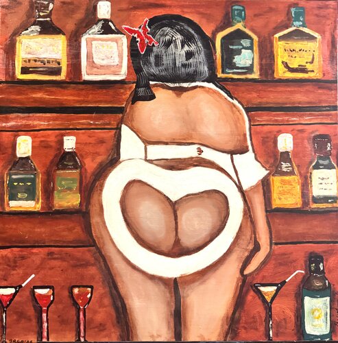 "¨¨Mujer en la barra esperando pasión" by Arturas Smalenskas, Painting for Sale on Singulart