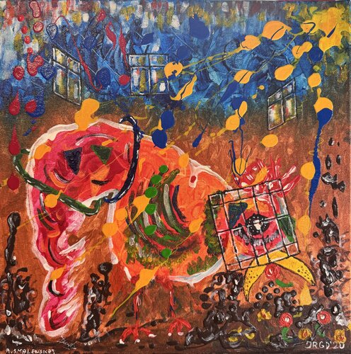 "El ave Trak Ta Kakos come sus heces turbulentas" van Arturas Smalenskas, Schilderij te koop op Singulart