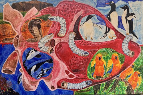 "Los gusanos devoran el corazón de un naturalista " by Arturas Smalenskas, Painting for Sale on Singulart