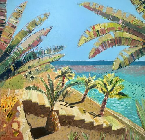 Cala Lombards, Mallorca par Adrian Elgie, Peinture en vente sur Singulart