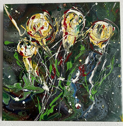 Abstrakte Rosenvariation von Marlies Brinker, Malerei kaufen auf Singulart