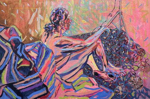 Shimmering Nude Relaxing von Hanna Bell, Malerei kaufen auf Singulart