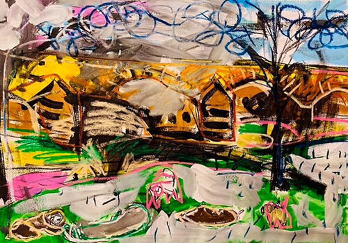 JARDIN DEL TURIA CON PERROS di Jose Luis Benitez Segura, Pittura in vendita su Singulart