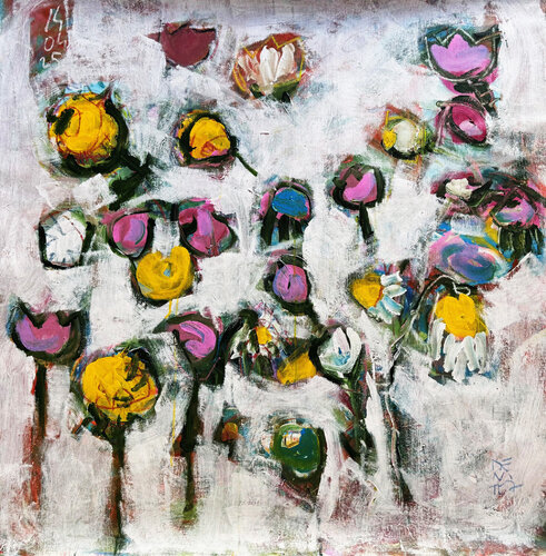 FLORES SOBRE FONDO BLANCO von Jose Luis Benitez Segura, Malerei kaufen auf Singulart