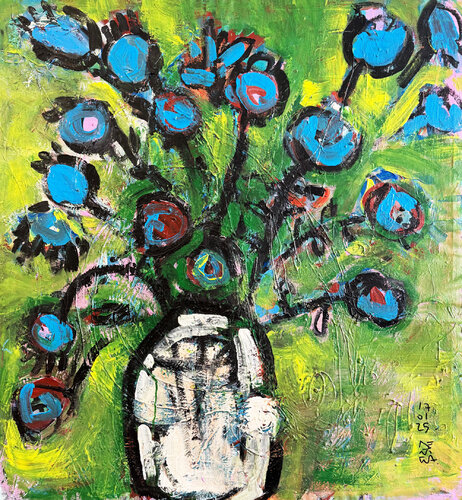 FLORES AZULES by Jose Luis Benitez Segura, Painting for Sale on Singulart