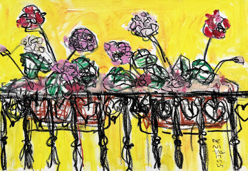 BALCON CON GERANIOS by Jose Luis Benitez Segura, Work on Paper for Sale on Singulart