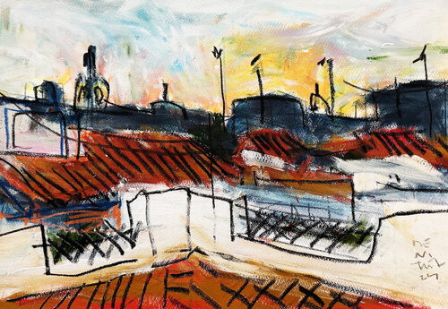 TEJADOS SAN ESTEBAN by Jose Luis Benitez Segura, Work on Paper for Sale on Singulart