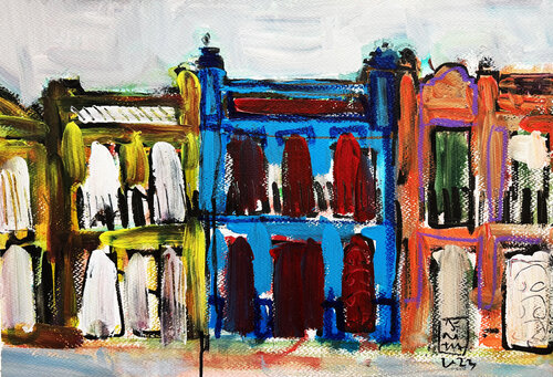 FACHADAS DEL CABANYAL, VALENCIA par Jose Luis Benitez Segura, Peinture en vente sur Singulart
