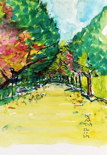 PASEO DEL PRADO EN VIVEROS, VALENCIA par Jose Luis Benitez Segura, Peinture en vente sur Singulart