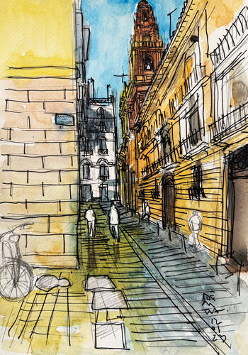 CALLE DEL CONDE DE MONTORNES, VALENCIA par Jose Luis Benitez Segura, Peinture en vente sur Singulart