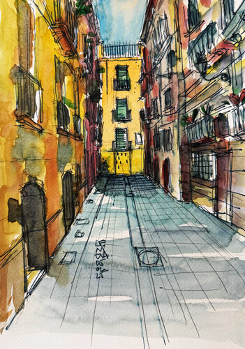 CALLE DEL SANITISIMO par Jose Luis Benitez Segura, Peinture en vente sur Singulart