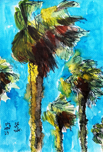 PALMERAS DE VIVEROS by Jose Luis Benitez Segura, Painting for Sale on Singulart
