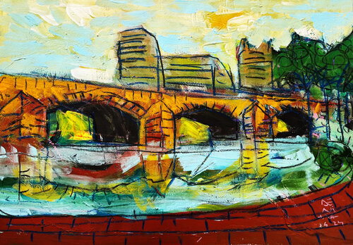 PUENTE DE LA EXPOSICION, VALENCIA van Jose Luis Benitez Segura, Schilderij te koop op Singulart