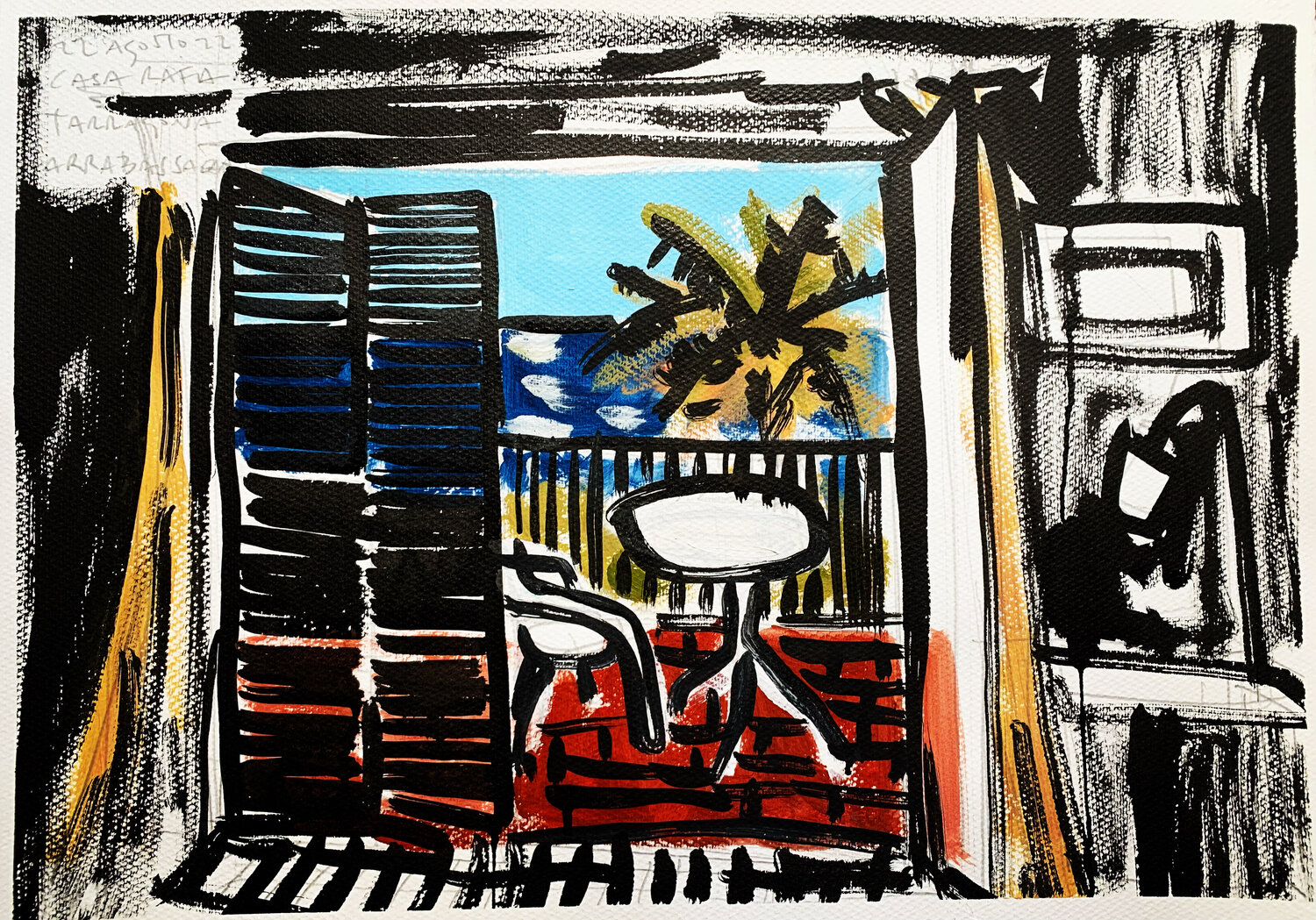 TERRAZA CON VISTAS AL MAR Jose Luis Benitez Segura Dipinto originale in vendita