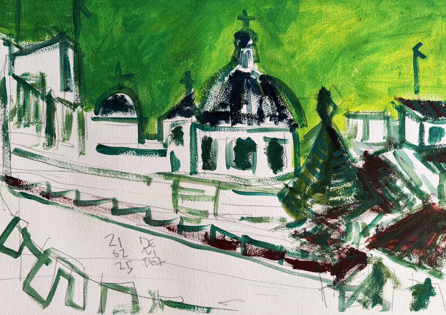 TEJADOS DEL CARMEN Jose Luis Benitez Segura Werk auf Papier zu verkaufen