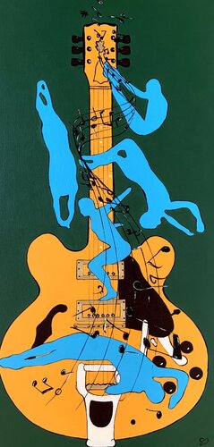 Johnny Winter & B.B. King - Storia della musica Blues e della chitarra von Samanta Dolcetto, Malerei kaufen auf Singulart