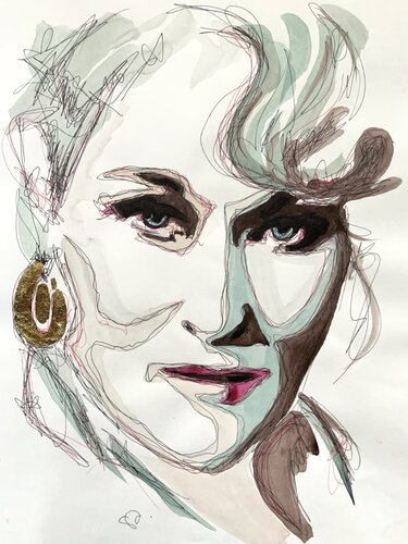 Meryl Streep in The Devil Wears Prada - Miranda Priestly Fashion Art par Samanta Dolcetto, Œuvre sur papier en vente sur Singulart