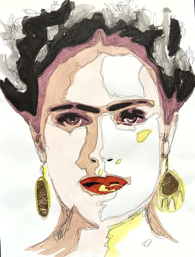 Salma Hayek in Frida - Frida Kahlo Movie Tribute Art par Samanta Dolcetto, Œuvre sur papier en vente sur Singulart