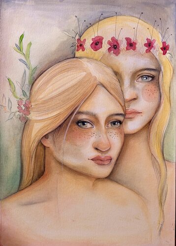 Sisters by SamaraHoad Hoad, Work on Paper for Sale on Singulart