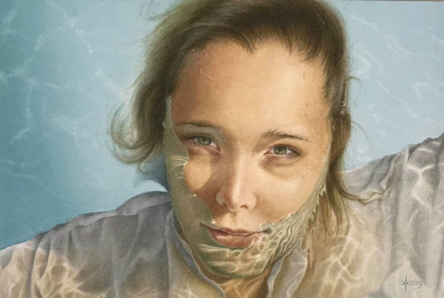 A Glimpse from the Depths Watercolor artist Arunas Vilkevicius Dipinto originale in vendita