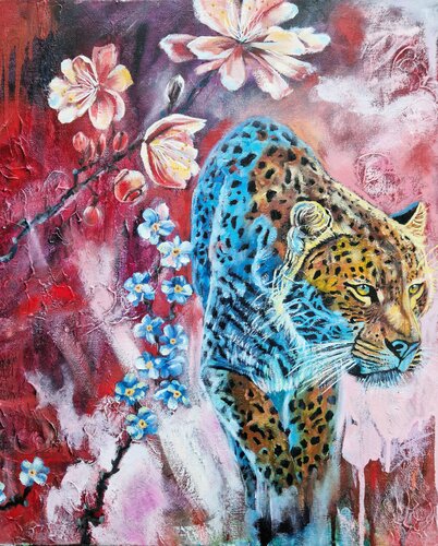 "Wild and graceful"- leopard oil panting von Irina Morisch, Malerei kaufen auf Singulart