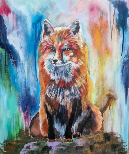 Dance of elegance- fox oil painting par Irina Morisch, Peinture en vente sur Singulart