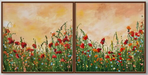 "happily ever after"  -Diptychon floral artwork- di Irina Morisch, Pittura in vendita su Singulart