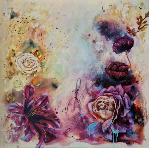 "Blossom of the moment I" - floral oil painting-ready to hang- von Irina Morisch, Malerei kaufen auf Singulart