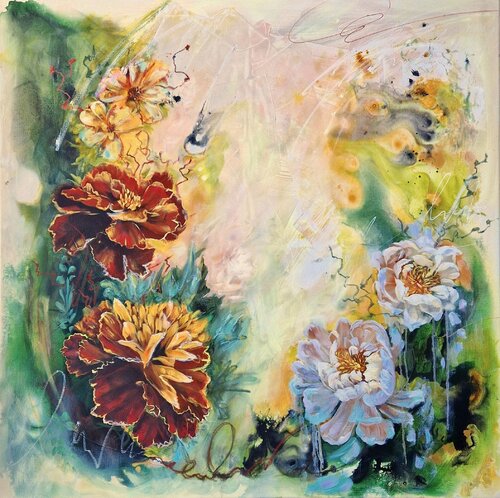 "Blossom of the moment II" - floral oil painting-ready to hang- by Irina Morisch, Painting for Sale on Singulart