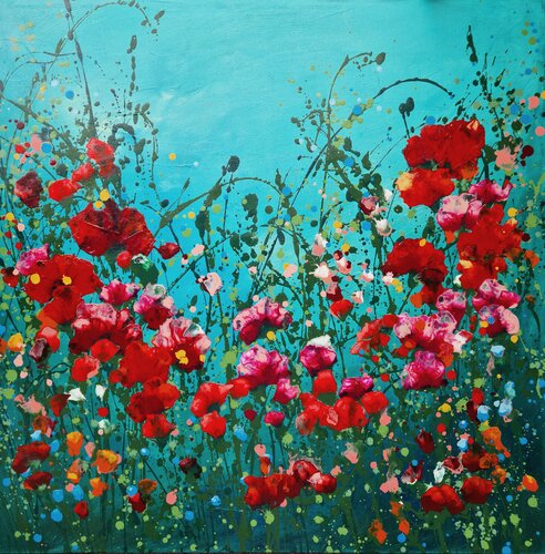 ocean breeze- vibrant fluid floral artwork- ready to hang- by Irina Morisch, Painting for Sale on Singulart