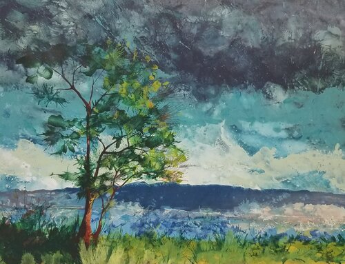 Landscape #4 van Mekbib Gebertsadik, Schilderij te koop op Singulart