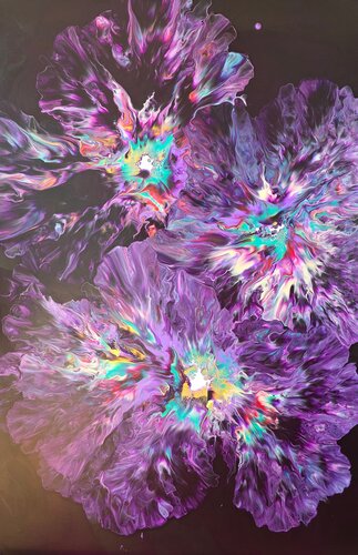 Violet Flowers de Mary Gazea, Pintura a la venta en Singulart