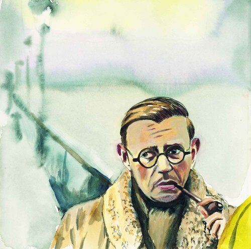Jean-Paul Sartre by Henrieke Ribbe, Work on Paper for Sale on Singulart