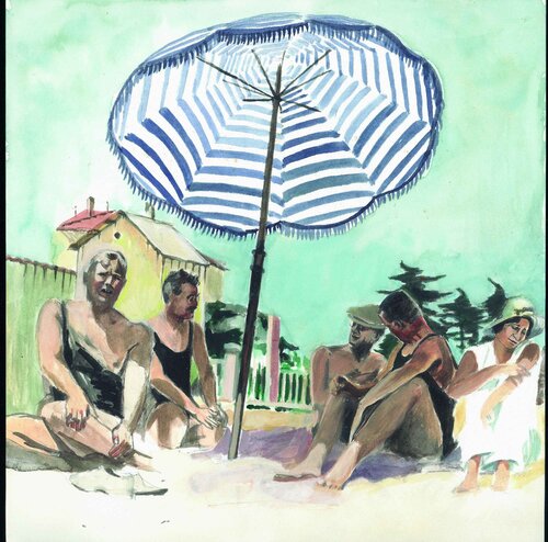 Am Strand, Le Lavandou von Henrieke Ribbe, Malerei kaufen auf Singulart