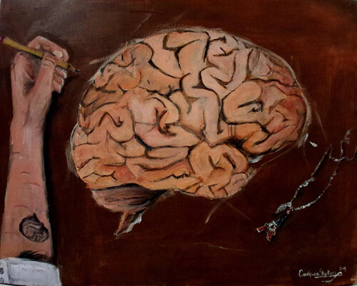 Sculpting my brain by Lauren van Stratum, Painting for Sale on Singulart
