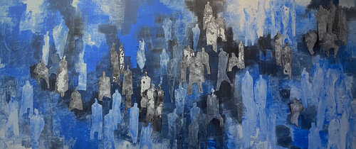 People Watching People _ big blue von Kurt Zeltner, Malerei kaufen auf Singulart