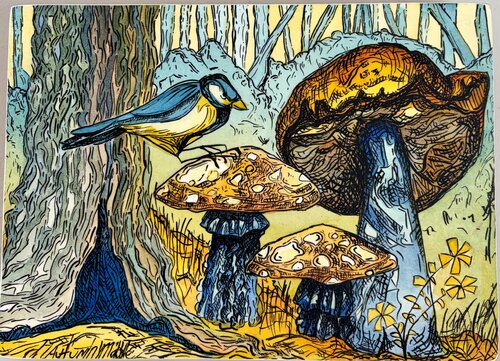 Little Blue Bird par Autumn Marble, Peinture en vente sur Singulart