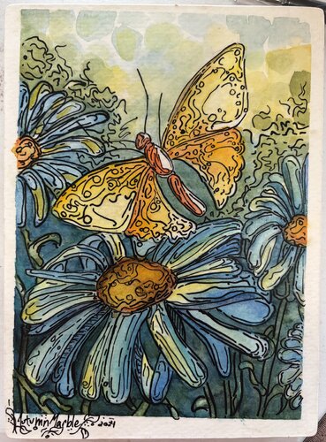 Butterfly's Daisy par Autumn Marble, Peinture en vente sur Singulart
