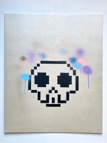Tête de mort - fleurs by Lorena Matyjaszczyk, Painting for Sale on Singulart