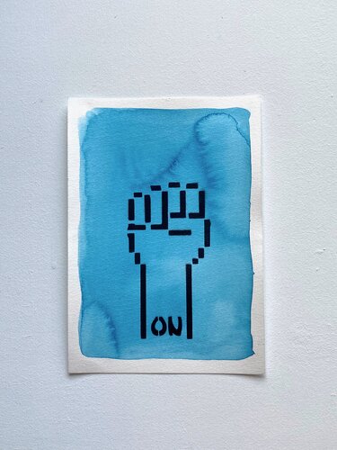 ON Hand - Blue by Lorena Matyjaszczyk, Work on Paper for Sale on Singulart