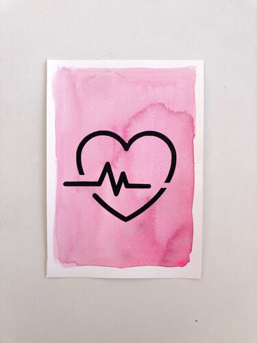 Cardio heart - Pink by Lorena Matyjaszczyk, Work on Paper for Sale on Singulart