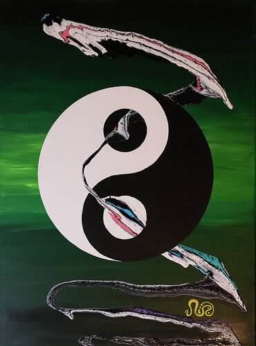 Yin-Yang Flow (green) van Neil Holmes, Schilderij te koop op Singulart