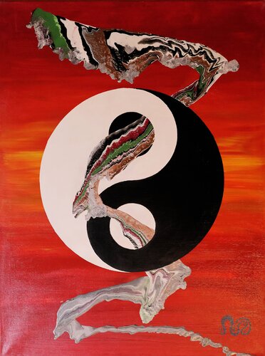 Yin-Yang Flow (red) von Neil Holmes, Malerei kaufen auf Singulart
