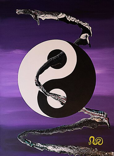Yin-Yang Flow (purple) di Neil Holmes, Pittura in vendita su Singulart