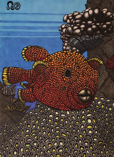 Fish with coral von Neil Holmes, Zeichnungen kaufen auf Singulart